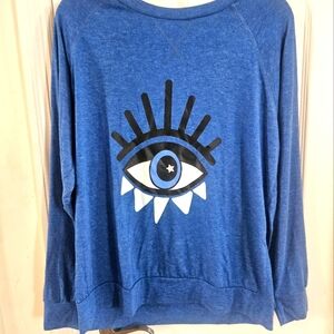 Graphic Blue Sweatshirt with Eye Design